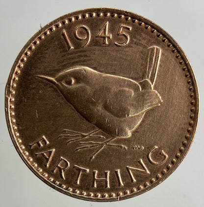 1945 George VI Wren Farthing Coin | Fine Collectable Grade