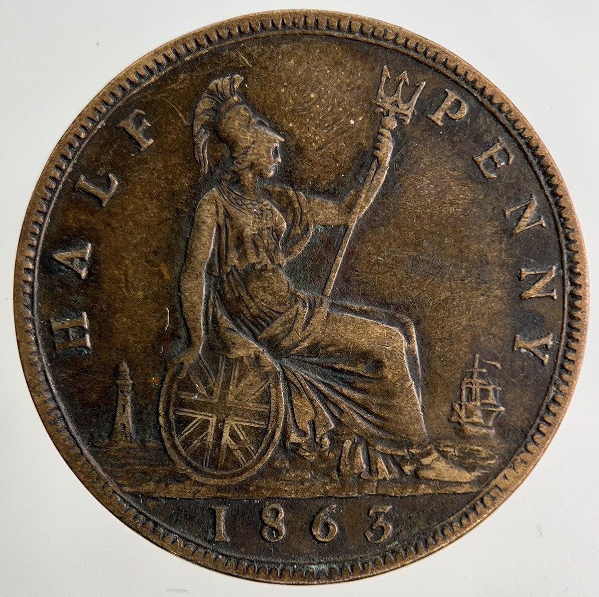 1863 Victoria Half-Penny Coin | Very High Grade