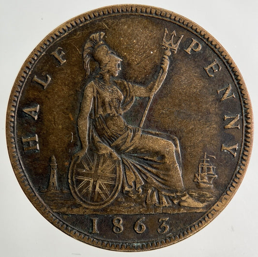 1863 Victoria Half-Penny Coin | Very High Grade
