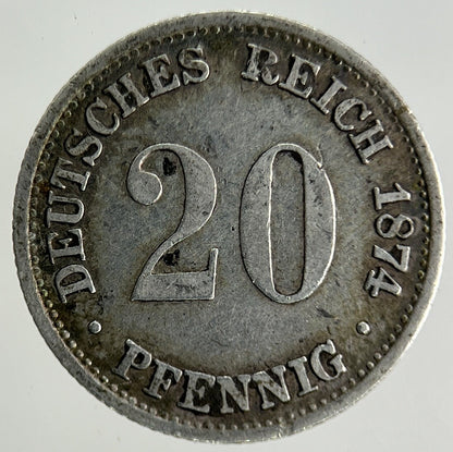 1874 Germany 20 Pfennig Silver Coin | Fine Collectable Grade
