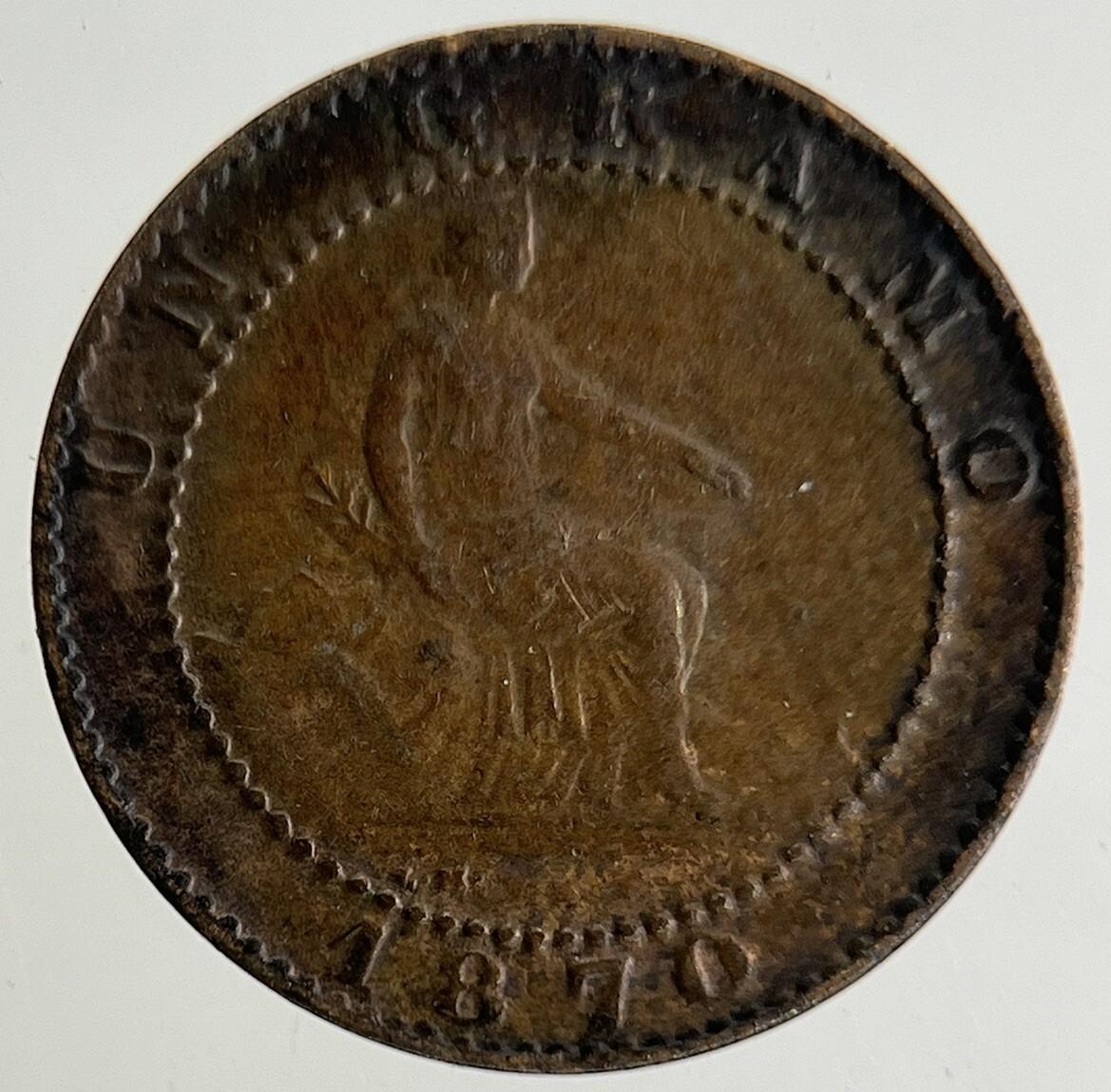 1870 Spain 1 Un Gramo Coin | Fine Collectable Grade