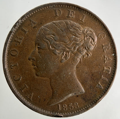 1853 Victoria Half-Penny Coin | Very High Grade