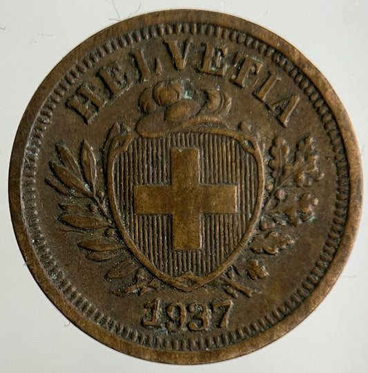 1937 Switzerland Swiss 1 Rappen Coin | Fine Collectable Grade