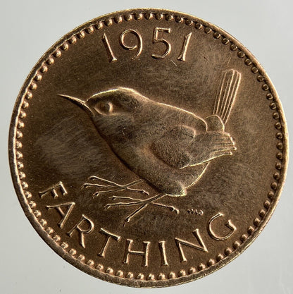 1951 George VI Wren Farthing Coin | Very High Grade