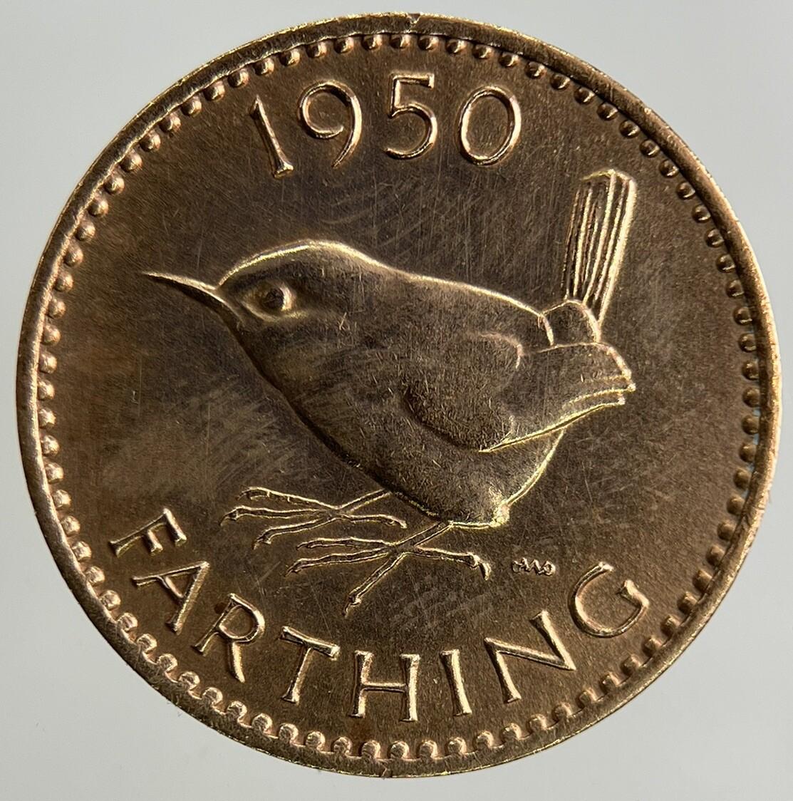 1950 George VI Wren Farthing Coin | Very High Grade