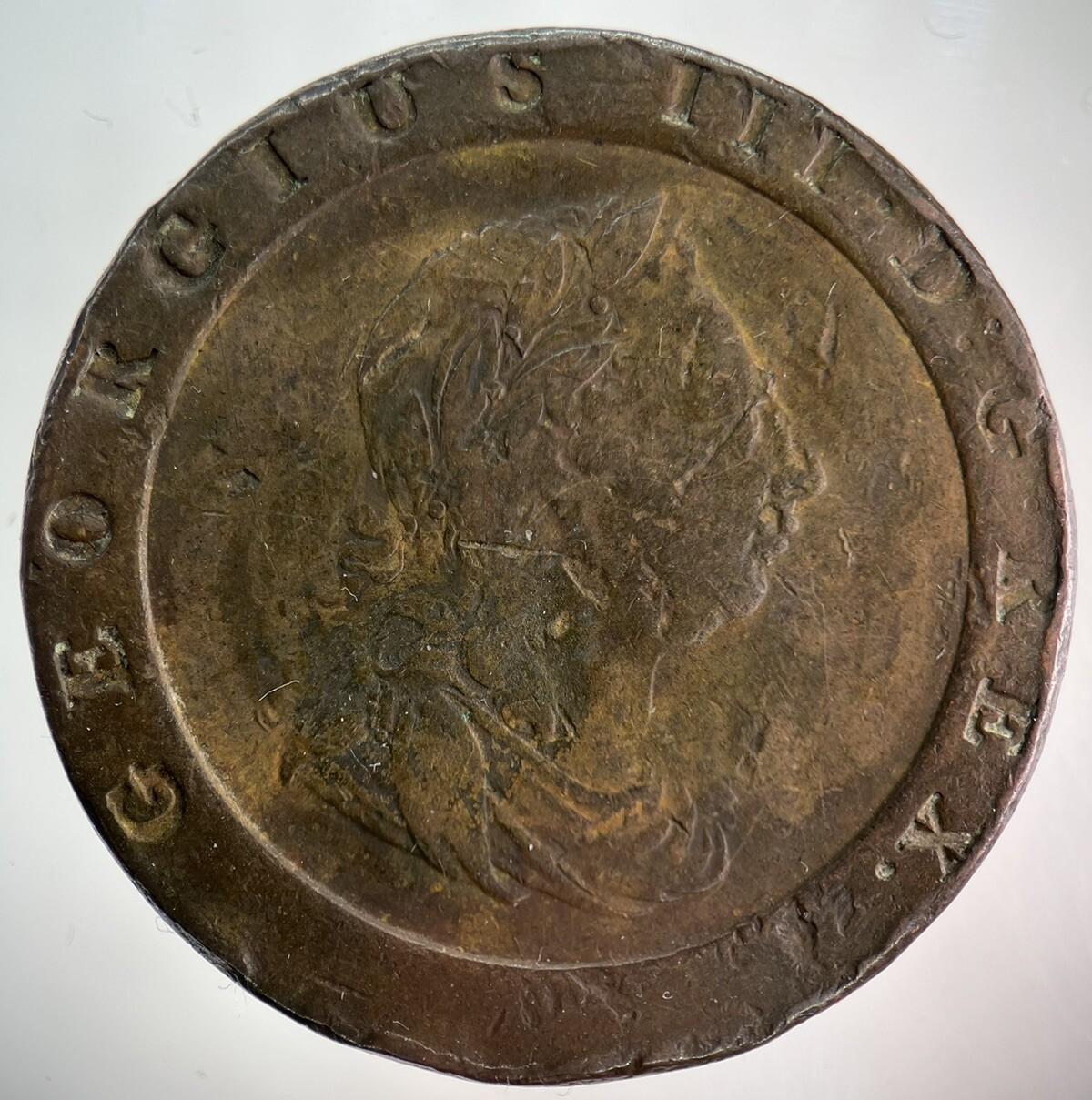 1797 George III 3rd Cartwheel Two-Pence Coin | Fine Collectable Grade