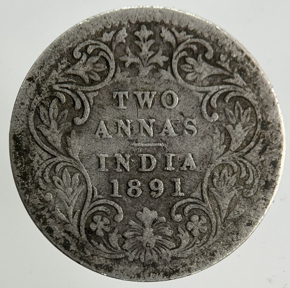 1891 India 2 Annas Silver Coin | Collectable Grade