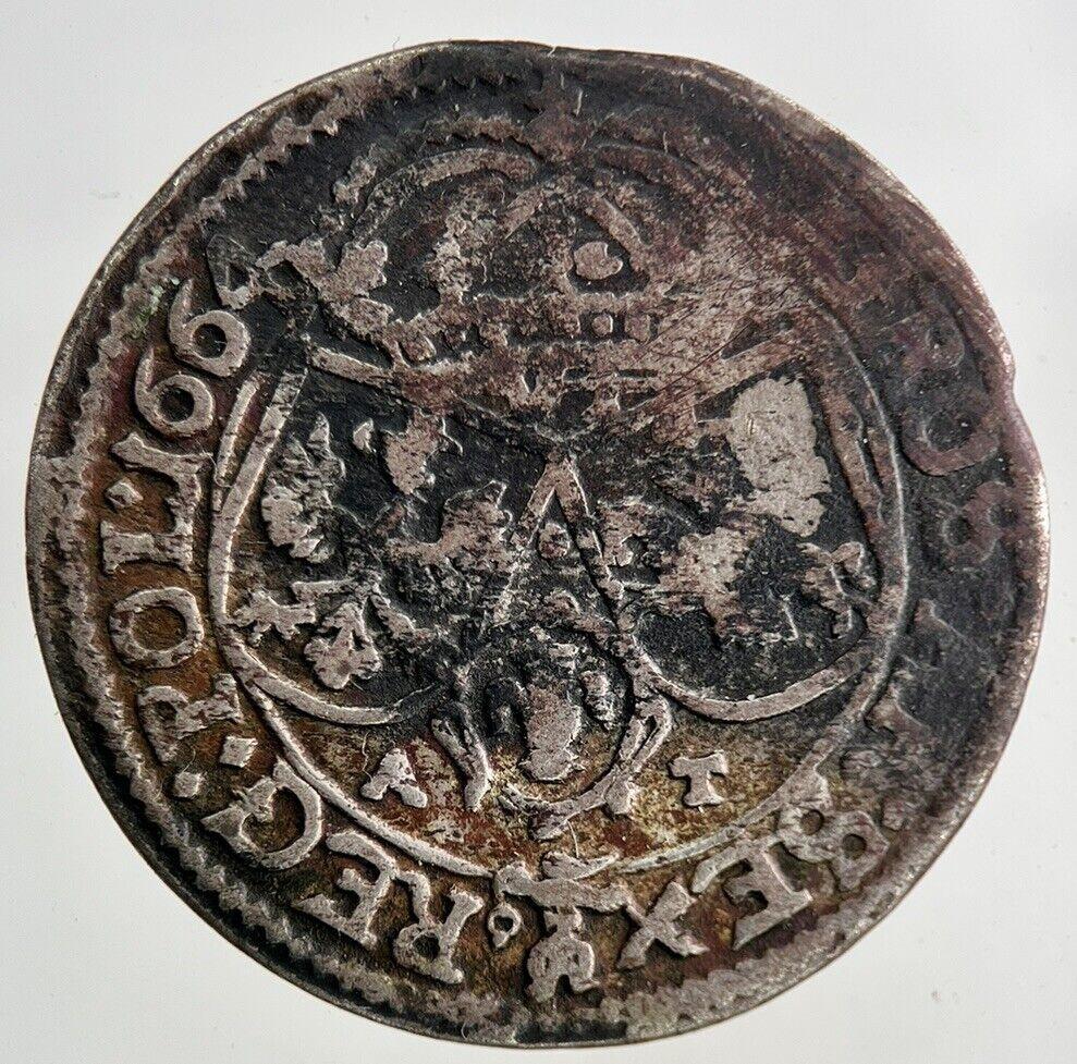 1664 Poland 6 Groschen Silver Coin | Fine Collectable Grade