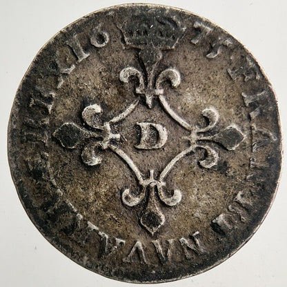 1675 France 4 Soils D Silver Coin | Fine CollectableGrade | a9227