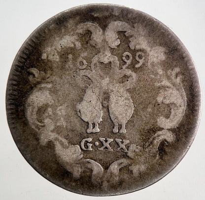 1699 Italy Naples 1 Tari / 20 Grana Silver Coin | Fine Collectable Grade | a9855