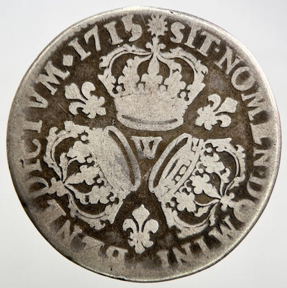 1715 W France 1/4 3 Couronnes | Luis XIV Silver Coin | Fair Grade