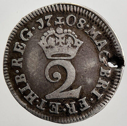 1708 Queen Anne Maundy Two-Pence Silver Coin | Collectable Grade | a2599