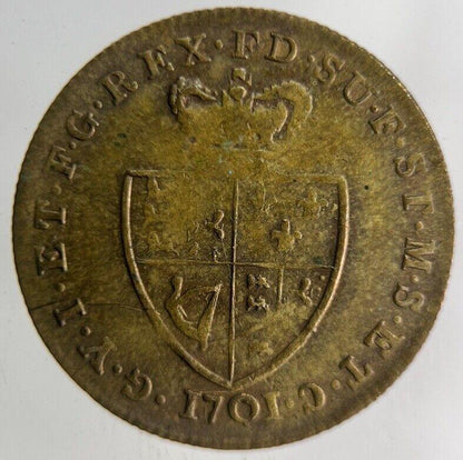 1701 British George III Gaming Good Old Days Token Coin | Fine Collectable Grade