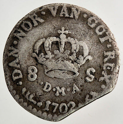 1702 Norway 8 Skilling Silver Coin | Collectable Grade