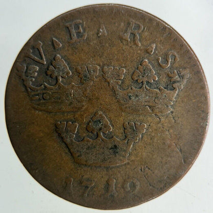 1719 Sweden 1 Ore Coin | Fine Collectable Grade