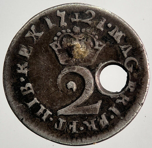 1721 George I Maundy Two-Pence Silver Coin | Collectable Grade