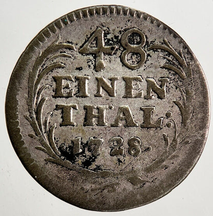 1728 Germany 48 Einen Thal Thaler Silver Coin | Fine Collectable Grade | a5414