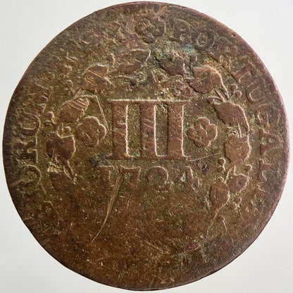 1724 Portugal 3 Reis Coin | Collectable Grade