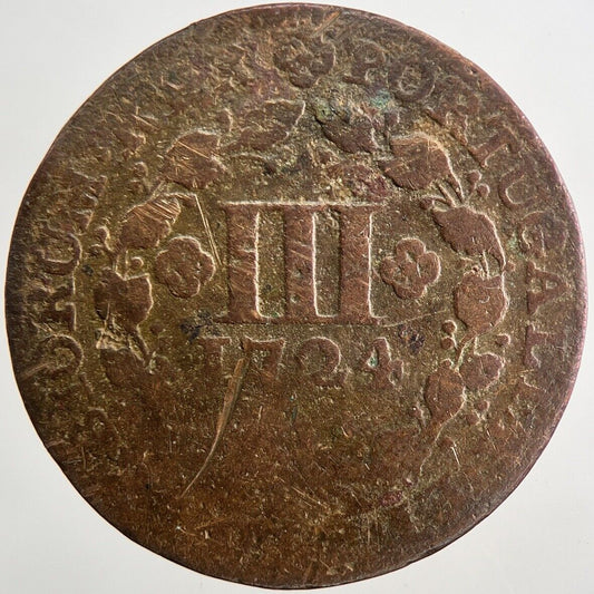 1724 Portugal 3 Reis Coin | Collectable Grade