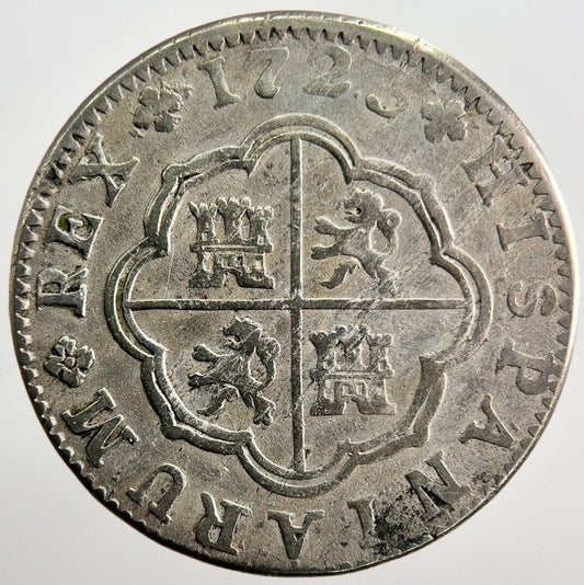 1723 Spain 2 Reales Silver Coin | Fine Collectable Grade | a7207
