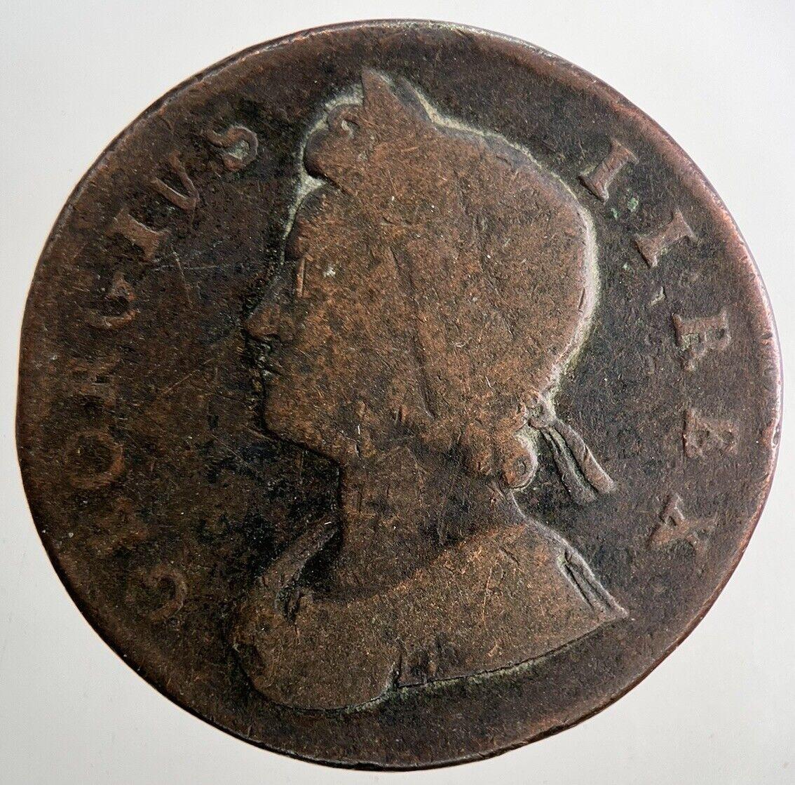 1730 George 2nd II Half-Penny British Coin | Fine Collectable Grade | a9465