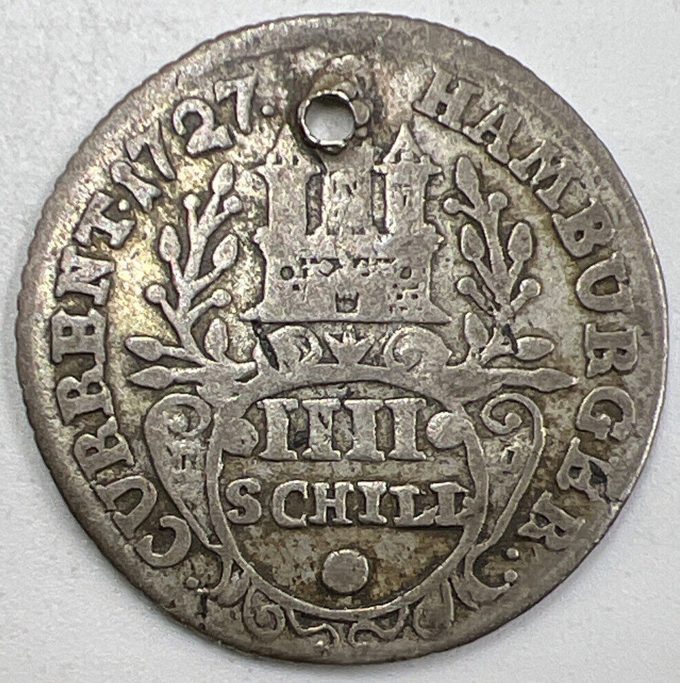 1727 Hamburg 4 Skilling Germany Silver Coin | Collectable Grade | a844