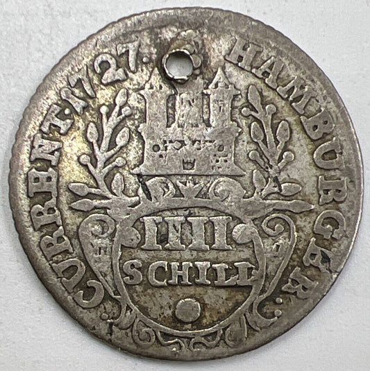 1727 Hamburg 4 Skilling Germany Silver Coin | Collectable Grade | a844