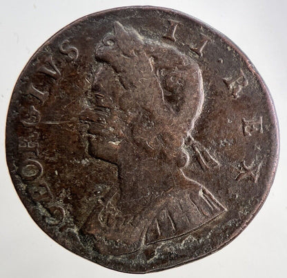 1732 George 2nd II Half-Penny British Coin | Fine Collectable Grade | a6479