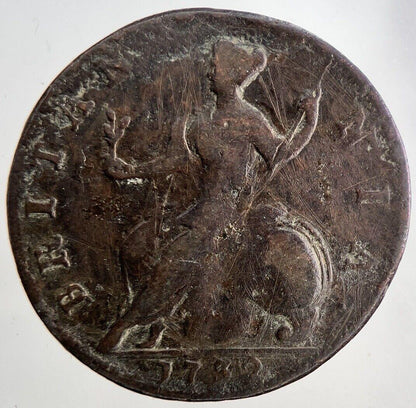 1732 George 2nd II Half-Penny British Coin | Fine Collectable Grade | a6479