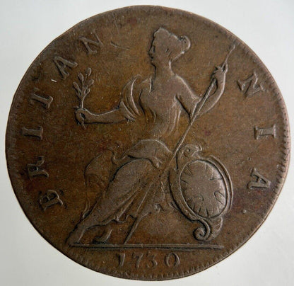1730 George II 2nd Half-Penny Coin | Fine Collectable Grade