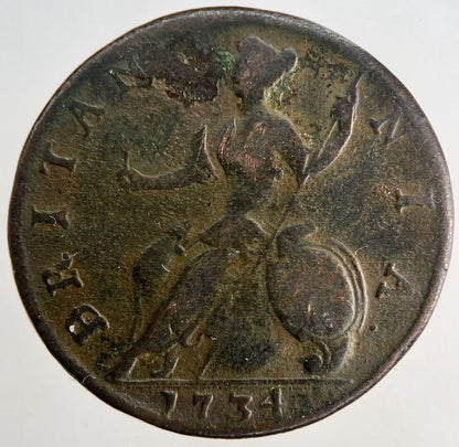 1734 George II 2nd Half-Penny Coin | Fine Collectable Grade