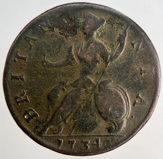 1734 George II 2nd Half-Penny Coin | Fine Collectable Grade