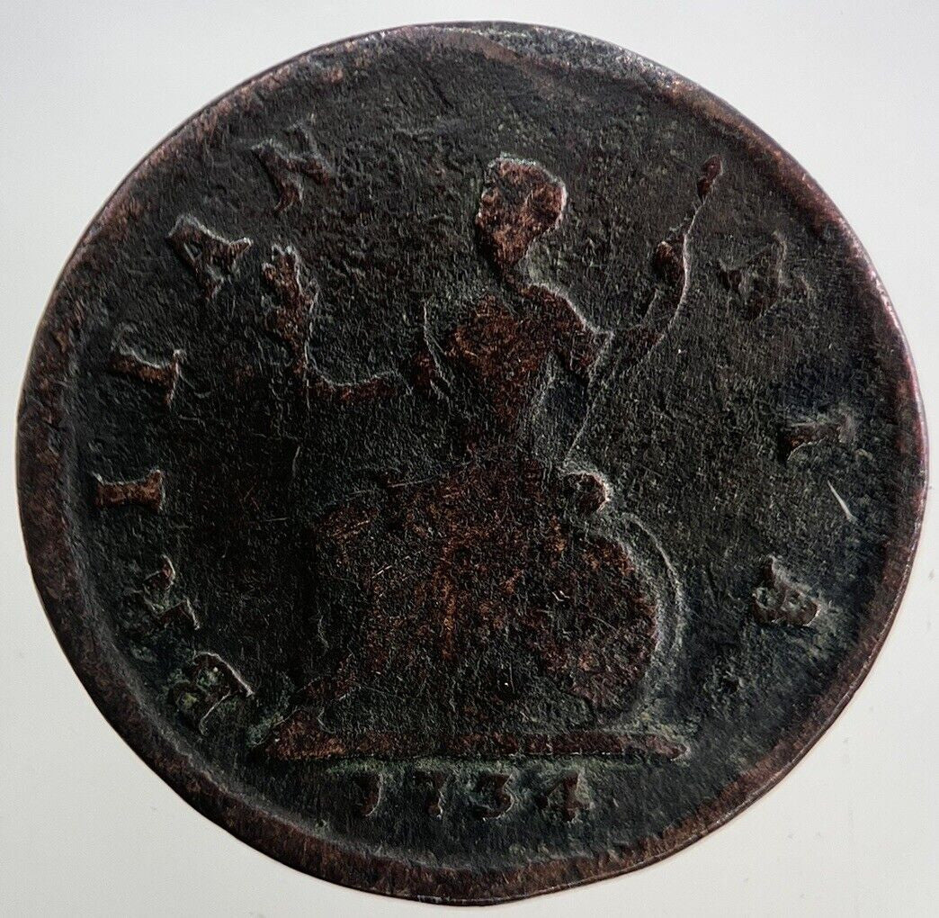 1734 George II 2nd Farthing Coin | Fine Collectable Grade