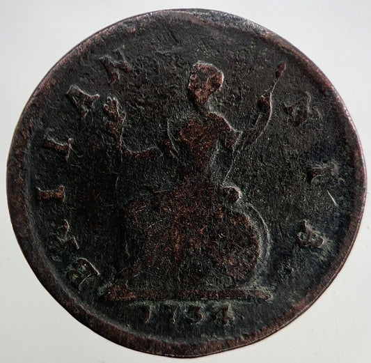 1734 George II 2nd Farthing Coin | Fine Collectable Grade
