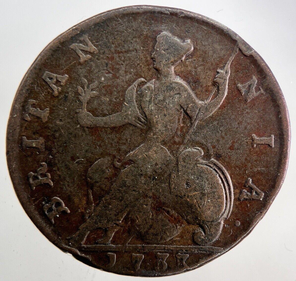 1733 George II 2nd Half-Penny Coin | Fine Collectable Grade