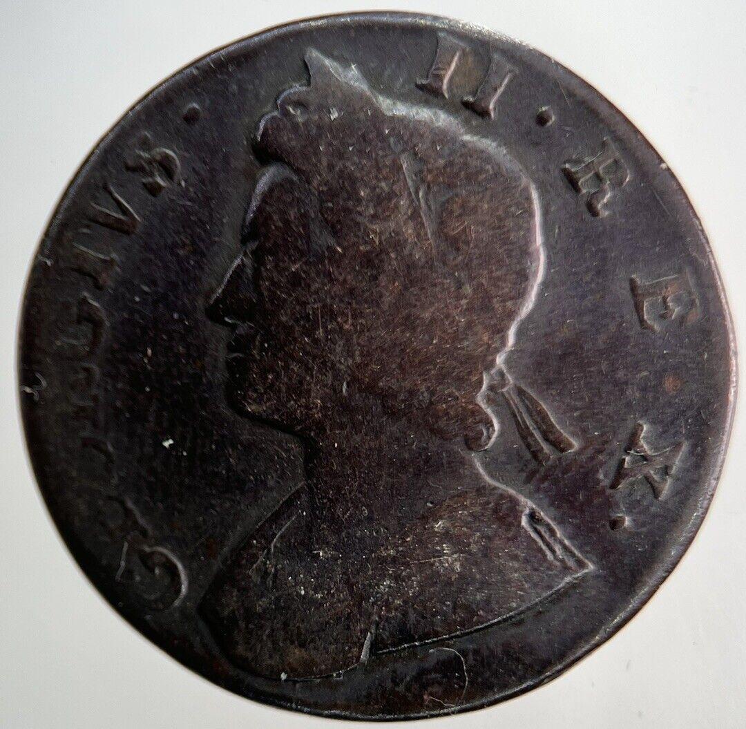 1734 George 2nd II Half-Penny Coin | Fine Collectable Grade | a6606