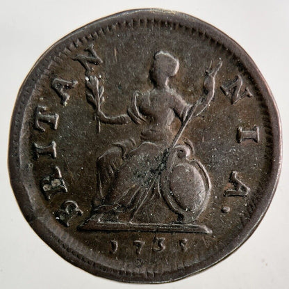 1735 George II 2nd Farthing Coin | Very High Grade