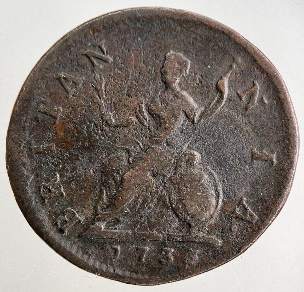 1733 George II 2nd Farthing Coin | Fine Collectable Grade
