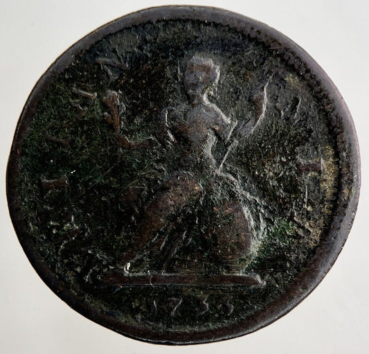 1733 George II 2nd Farthing Coin | Fine Collectable Grade