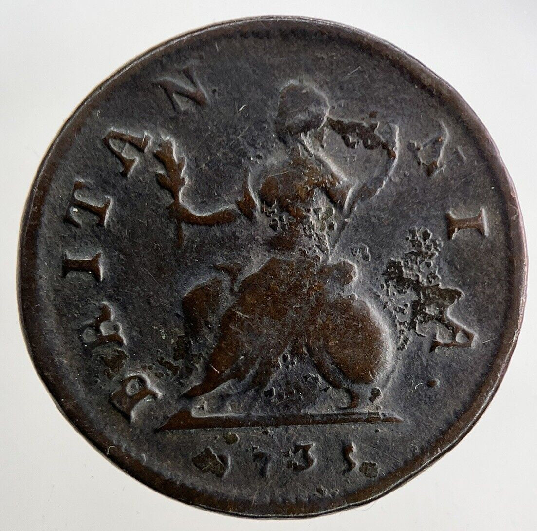 1735 George II 2nd Farthing Coin | Fine Collectable Grade