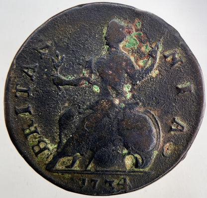 1734 George II 2nd Half-Penny Coin | Fine Collectable Grade
