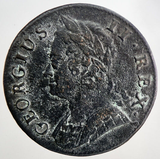 1744 George 2nd II Half-Penny British Coin | Fine Collectable Grade | a6781