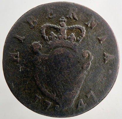 1747 George II Irish Hibernia Half-Penny Coin | Fine Collectable Grade | a9365