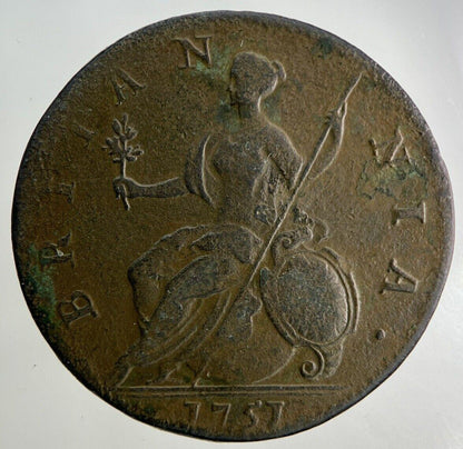 1751 George II 2nd Half-Penny Coin | Fine Collectable Grade
