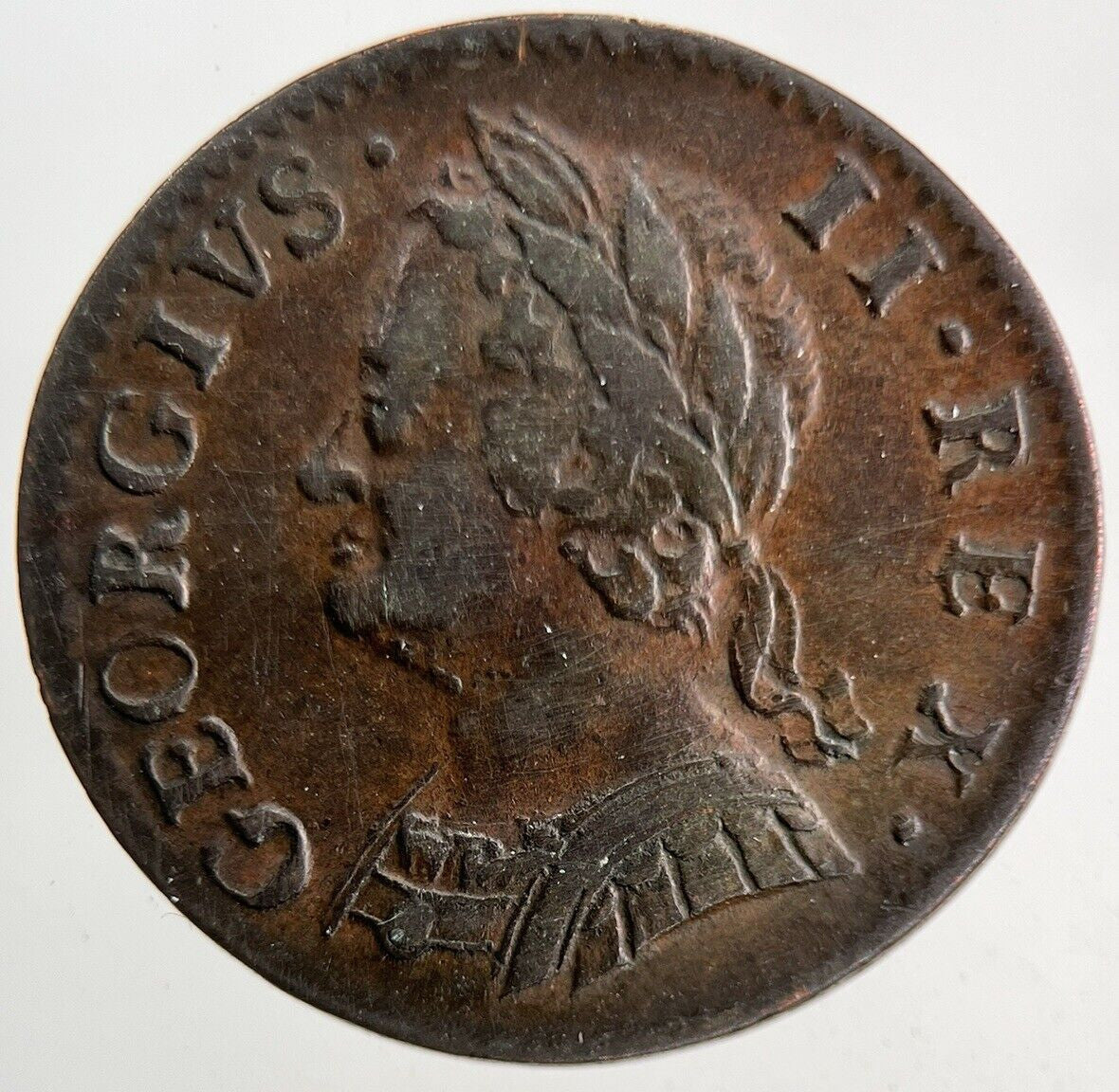 1754 George II 2nd Farthing Coin | Very High Grade