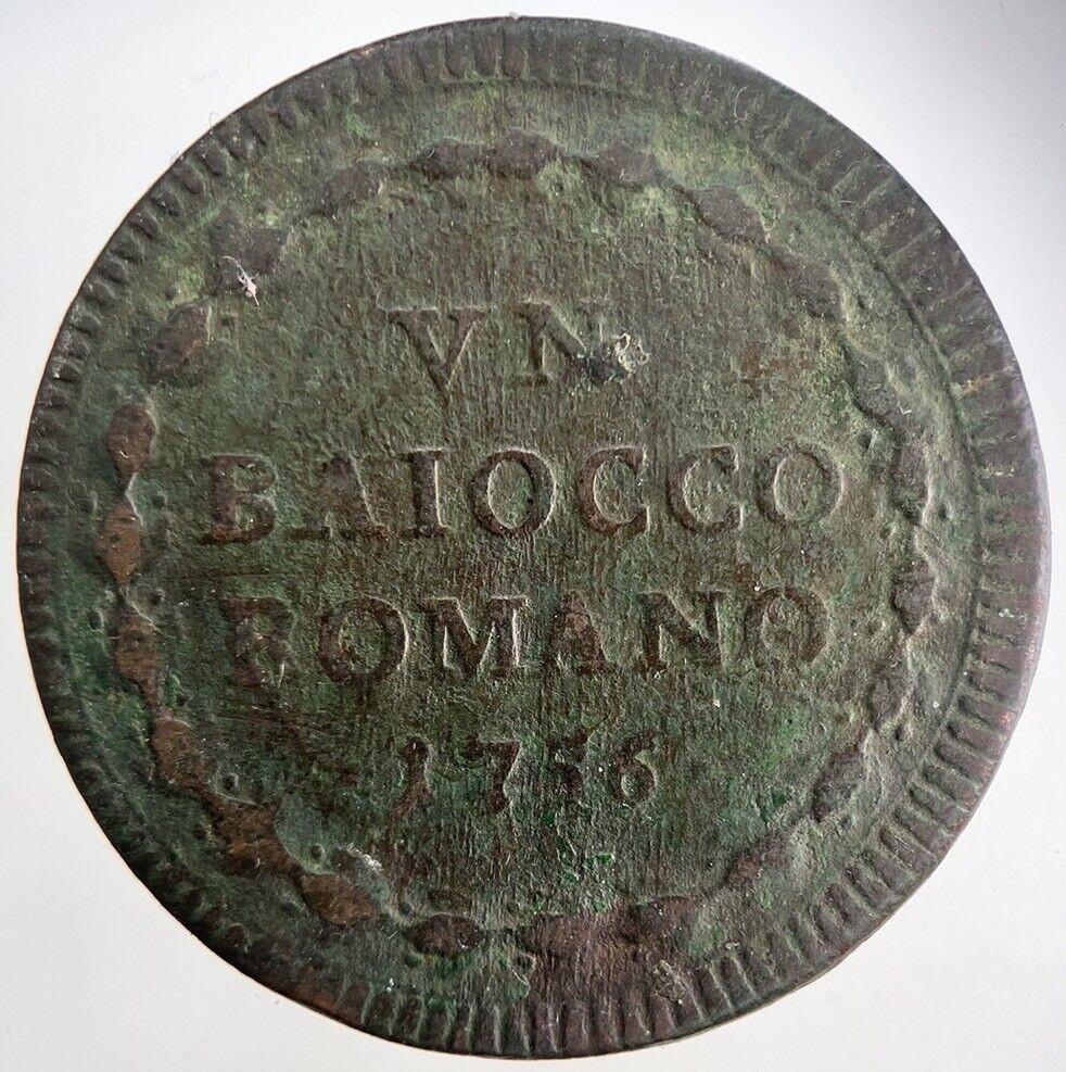 1756 Italy Papal States VN Baiocco Coin | Fine Collectable Grade