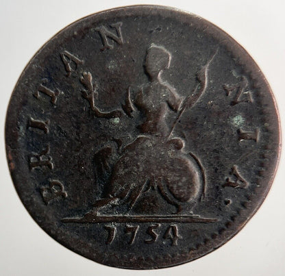 1754 George II 2nd Farthing Coin | Fine Collectable Grade | a5391