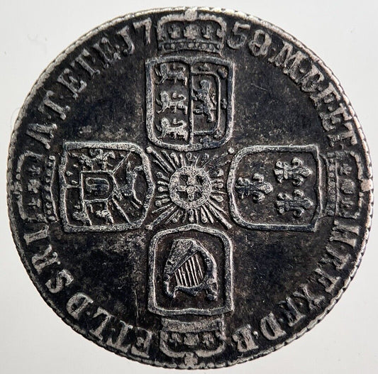 1758 George II 2nd Sixpence Silver Coin | Fine Collectable Grade | a5001