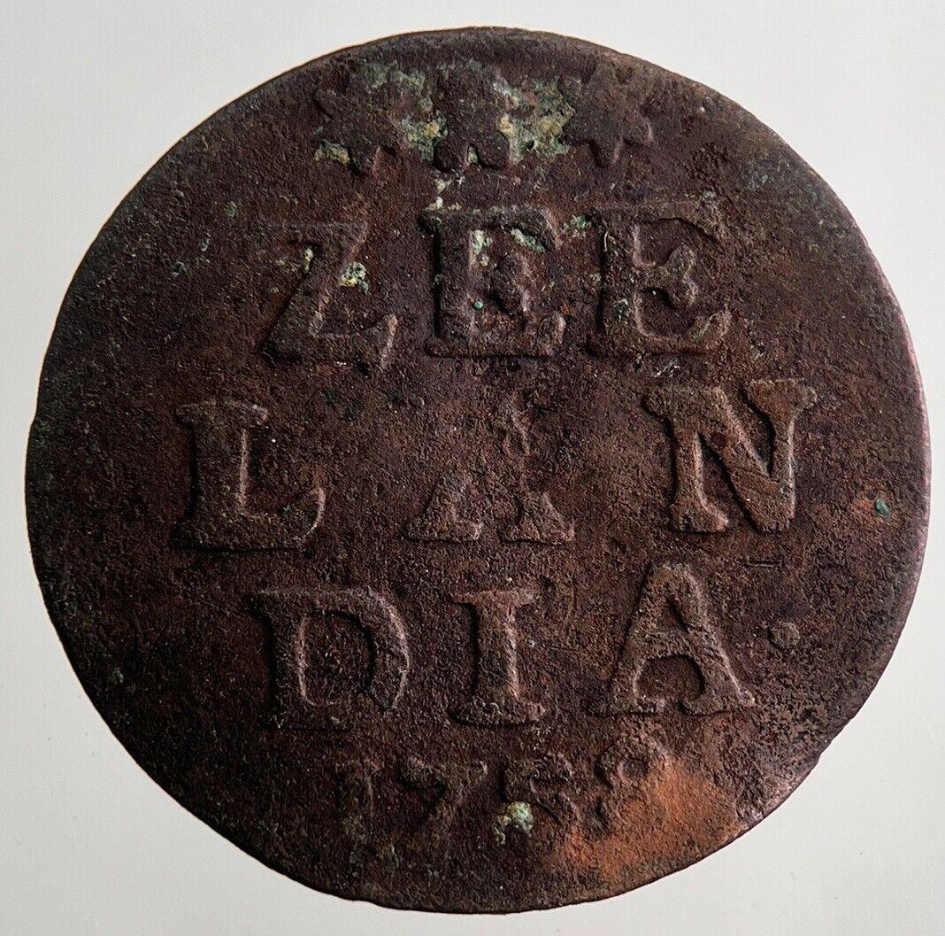 1758 Netherlands Zeelandia 1 Duit Coin | Collectable Grade