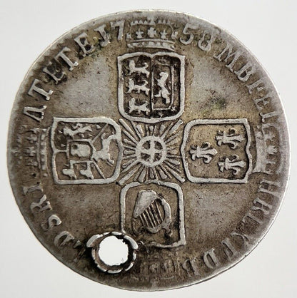 1758 George 2nd II Sixpence Silver Coin | Fine Collectable Grade